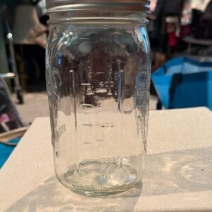 Vintage wide mouth Clear Mason Jar with Silver Lid